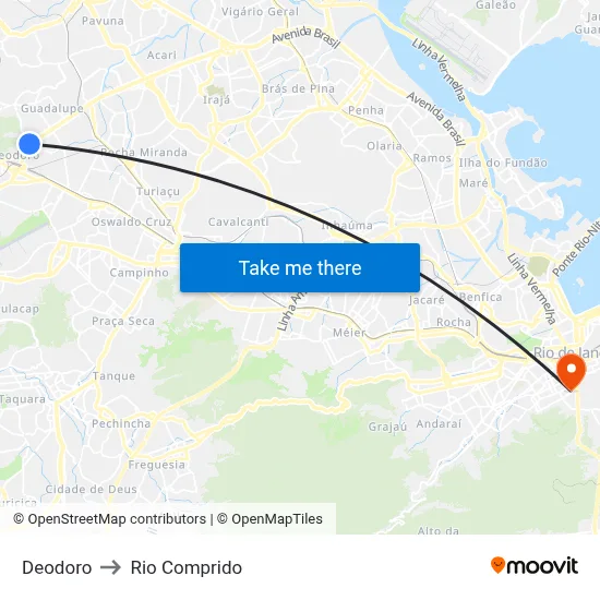 Deodoro to Rio Comprido map