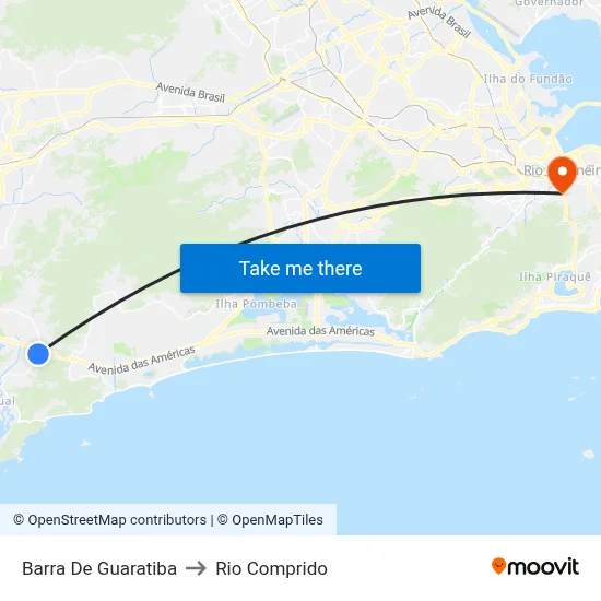 Barra De Guaratiba to Rio Comprido map
