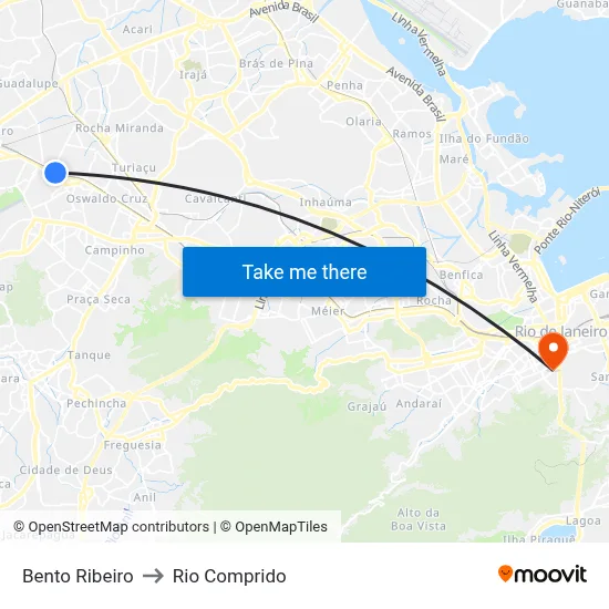 Bento Ribeiro to Rio Comprido map