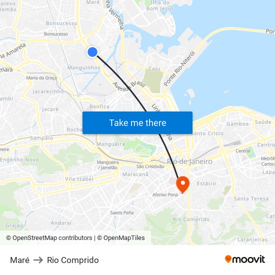 Maré to Rio Comprido map