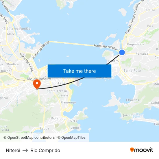 Niterói to Rio Comprido map