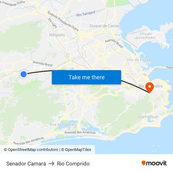 Senador Camará to Rio Comprido map