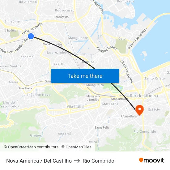 Nova América / Del Castilho to Rio Comprido map