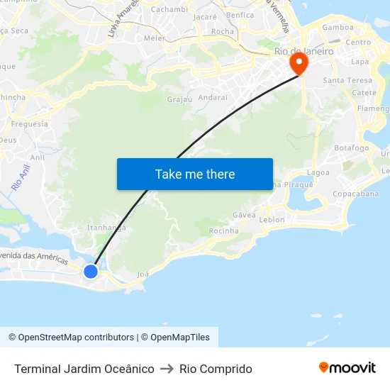 Terminal Jardim Oceânico to Rio Comprido map
