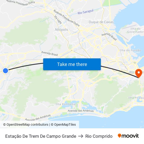 Estação De Trem De Campo Grande to Rio Comprido map