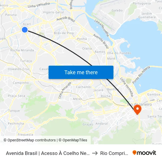 Avenida Brasil | Acesso À Coelho Neto to Rio Comprido map