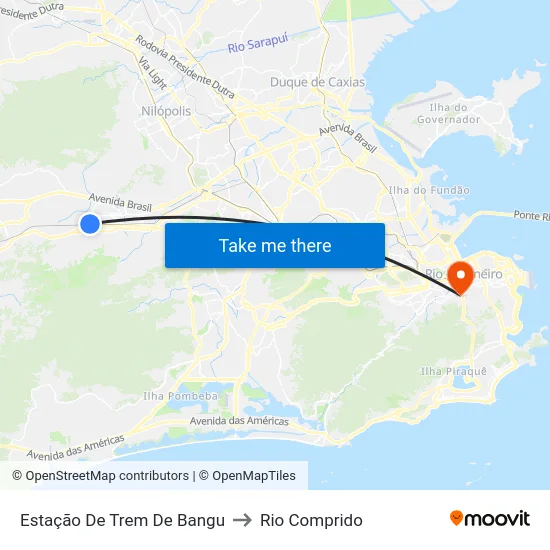 Estação De Trem De Bangu to Rio Comprido map