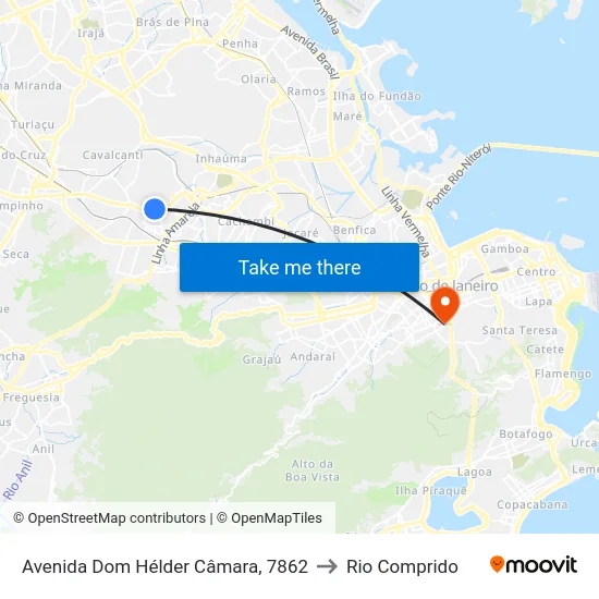 Avenida Dom Hélder Câmara, 7862 to Rio Comprido map