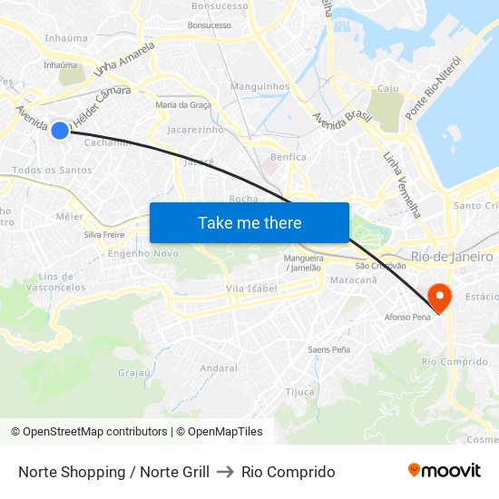 Norte Shopping / Norte Grill to Rio Comprido map