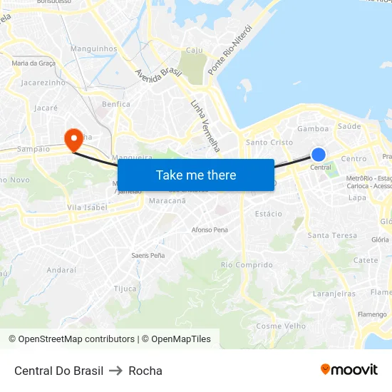 Central Do Brasil to Rocha map
