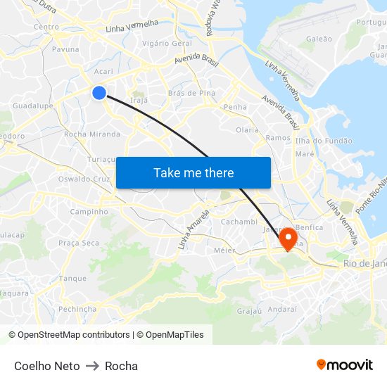 Coelho Neto to Rocha map