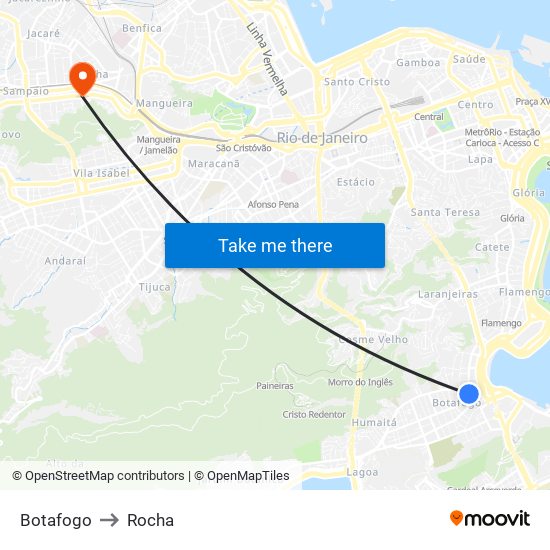 Botafogo to Rocha map