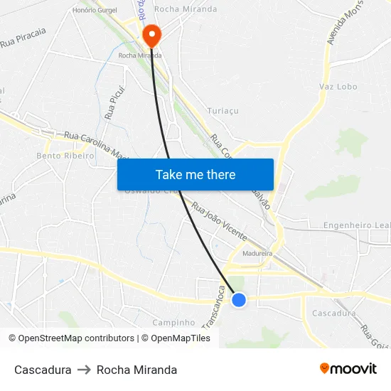 Cascadura to Rocha Miranda map