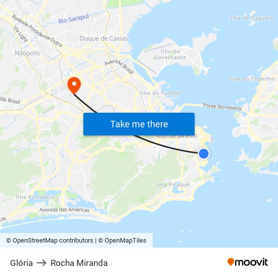 Glória to Rocha Miranda map