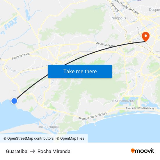 Guaratiba to Rocha Miranda map