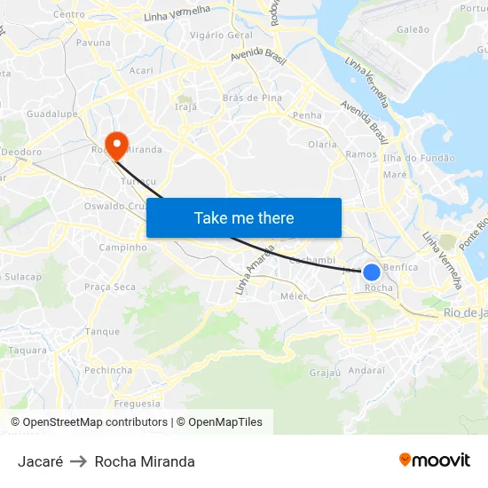 Jacaré to Rocha Miranda map