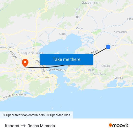 Itaboraí to Rocha Miranda map