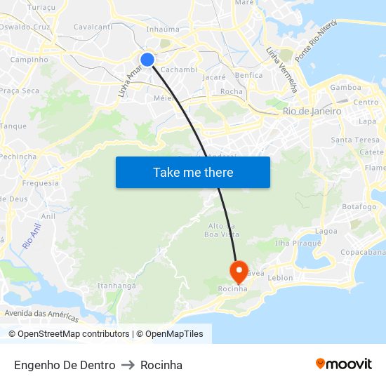 Engenho De Dentro to Rocinha map