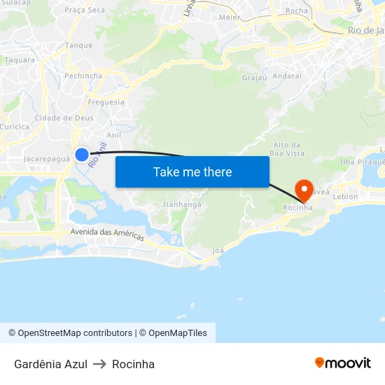 Gardênia Azul to Rocinha map