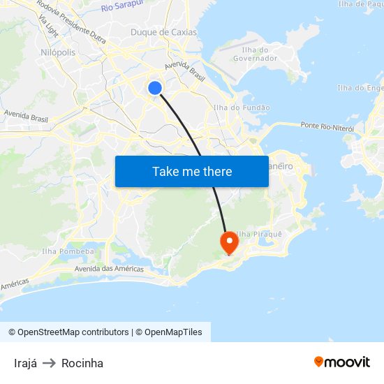 Irajá to Rocinha map