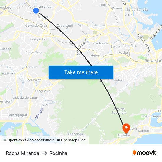 Rocha Miranda to Rocinha map