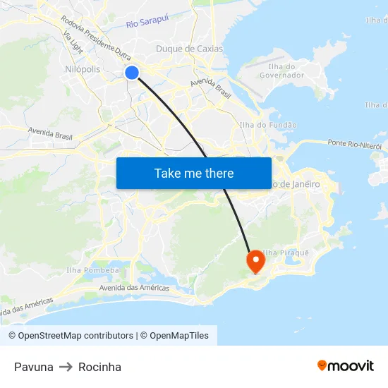 Pavuna to Rocinha map