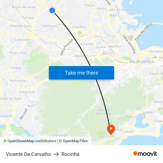 Vicente De Carvalho to Rocinha map