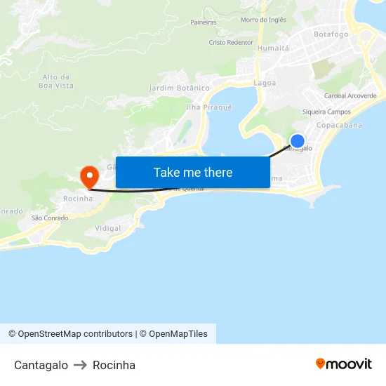 Cantagalo to Rocinha map