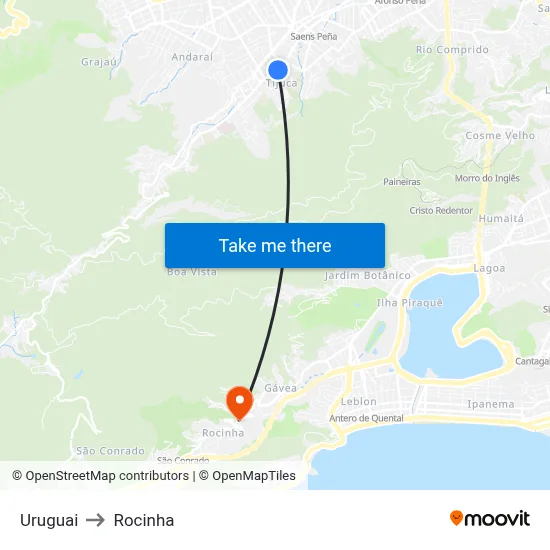 Uruguai to Rocinha map