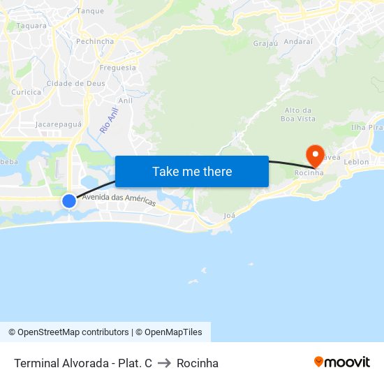 Terminal Alvorada - Plat. C to Rocinha map