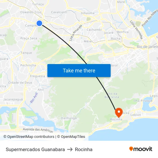 Supermercados Guanabara to Rocinha map