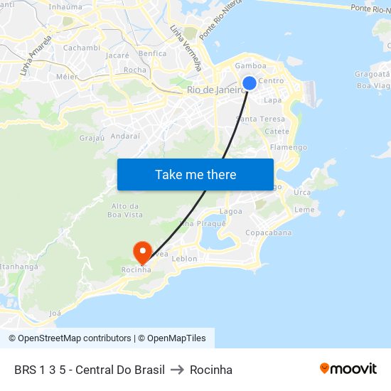 BRS 1 3 5 - Central Do Brasil to Rocinha map