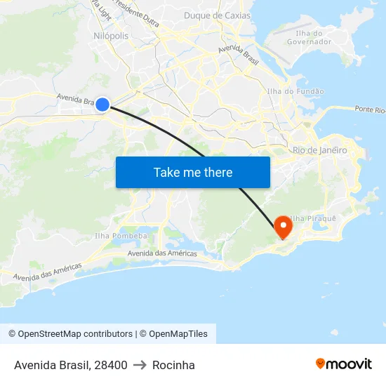 Avenida Brasil, 28400 to Rocinha map
