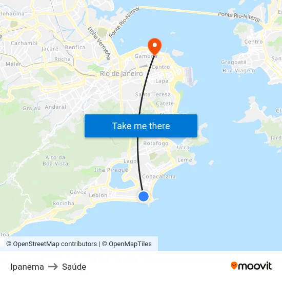 Ipanema to Saúde map