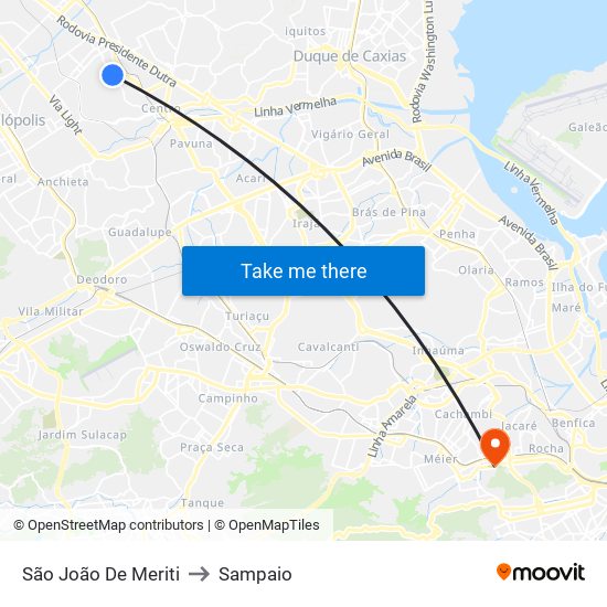 São João De Meriti to Sampaio map