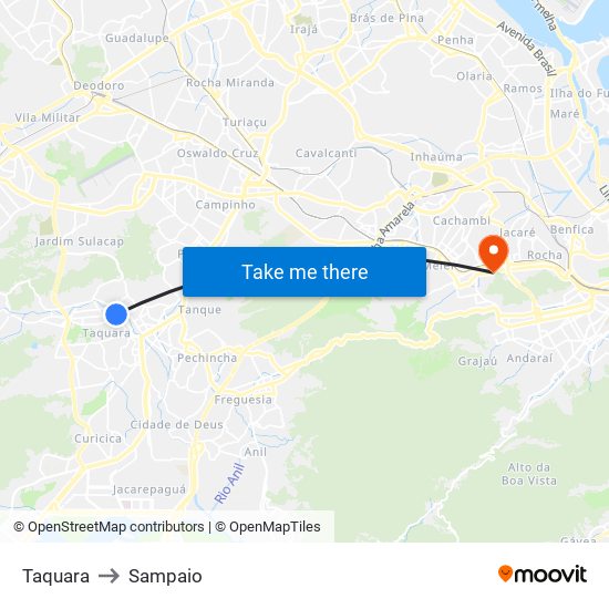 Taquara to Sampaio map