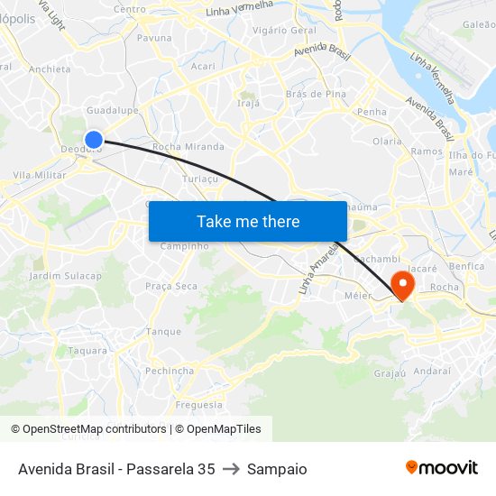 Avenida Brasil - Passarela 35 to Sampaio map