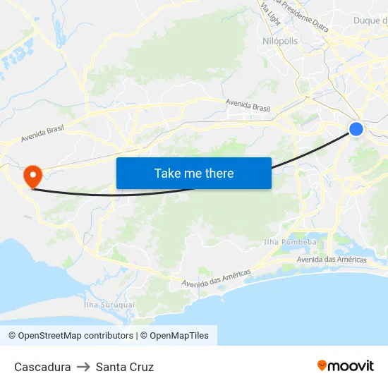 Cascadura to Santa Cruz map