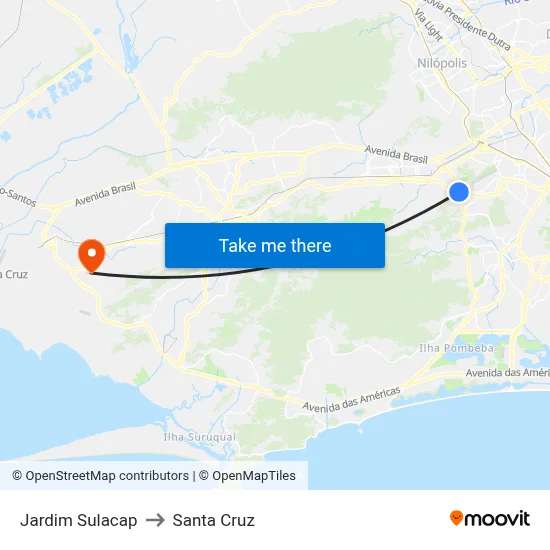 Jardim Sulacap to Santa Cruz map