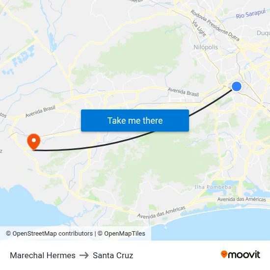 Marechal Hermes to Santa Cruz map