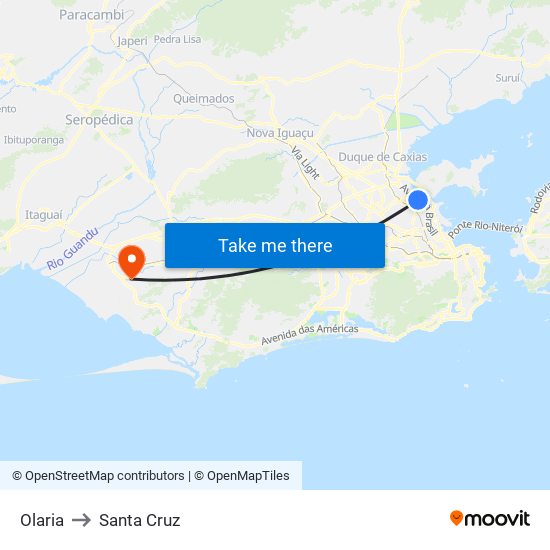 Olaria to Santa Cruz map