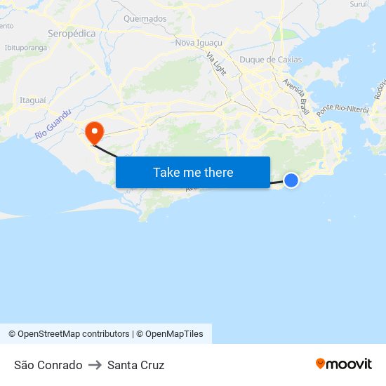 São Conrado to Santa Cruz map