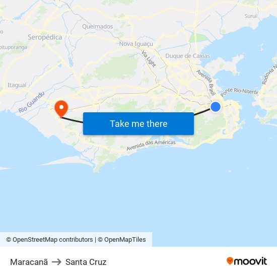 Maracanã to Santa Cruz map