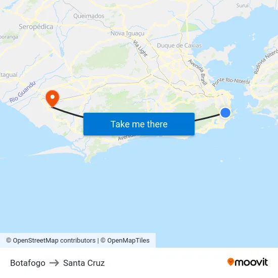 Botafogo to Santa Cruz map
