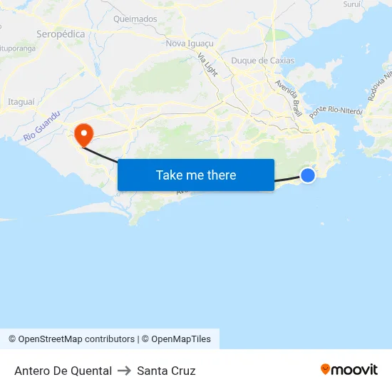 Antero De Quental to Santa Cruz map