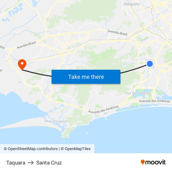 Taquara to Santa Cruz map