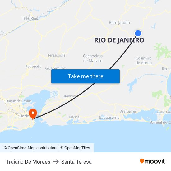 Trajano De Moraes to Santa Teresa map