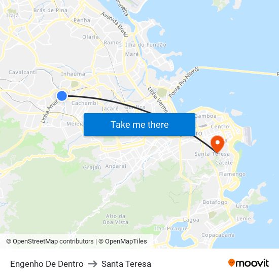 Engenho De Dentro to Santa Teresa map