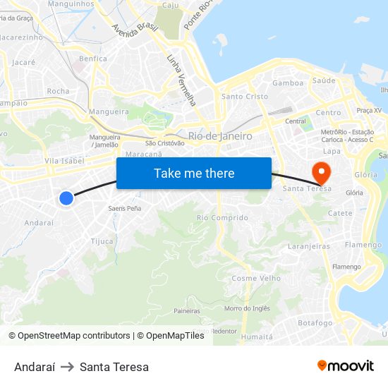 Andaraí to Santa Teresa map