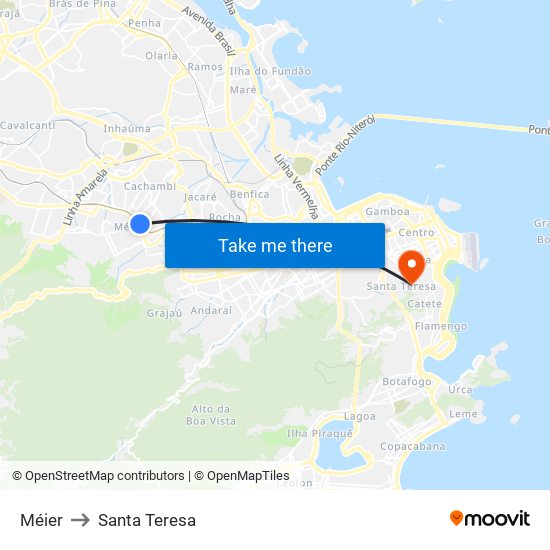 Méier to Santa Teresa map